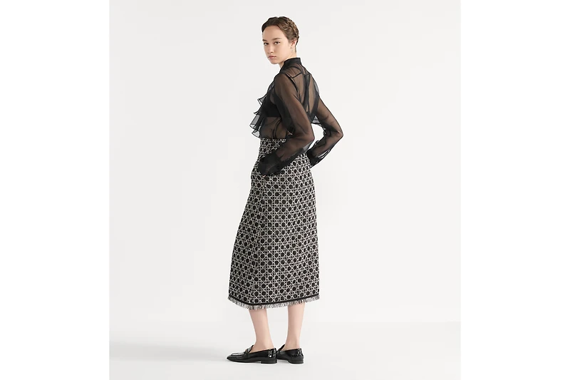 Mid-Length Macrocannage Flared Skirt