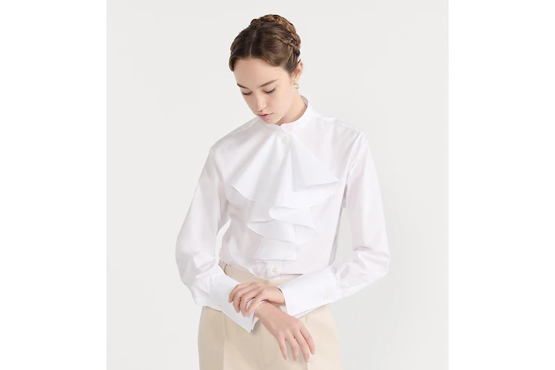 Blouse with Ruffled Neckline