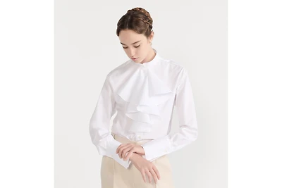 Blouse with Ruffled Neckline