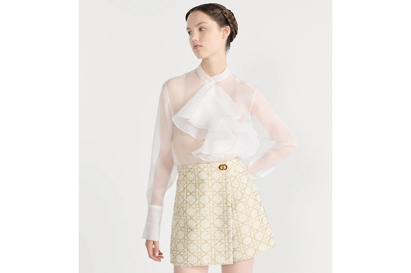 Blouse with Ruffled Neckline