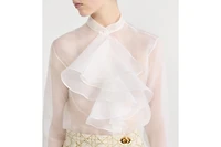 Blouse with Ruffled Neckline