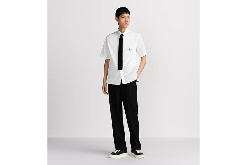 Short-Sleeved Shirt with Christian Dior Couture Lily of the Valley Embroidery