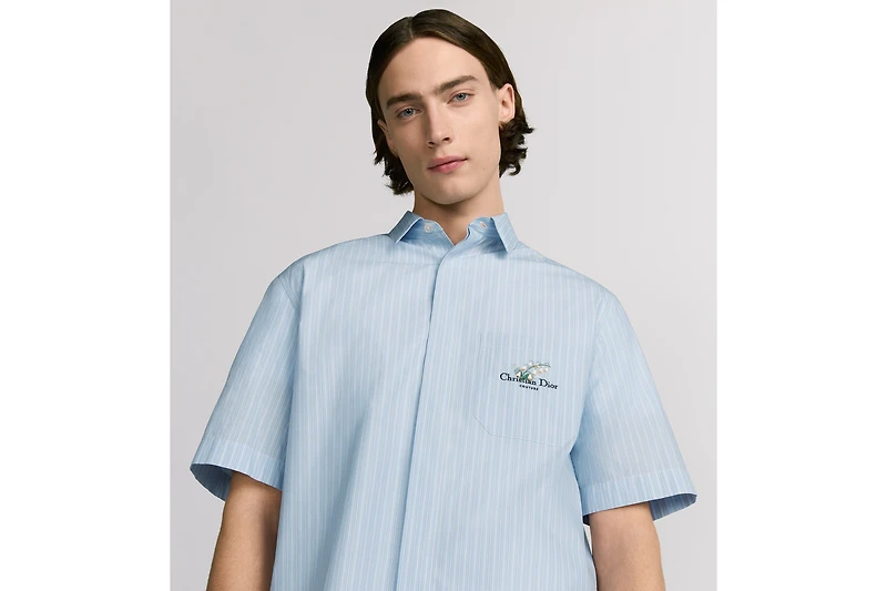 Short-Sleeved Shirt with Christian Dior Couture Lily of the Valley Embroidery
