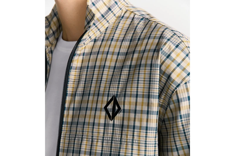 Zipped Shirt with CD Diamond Embroidery