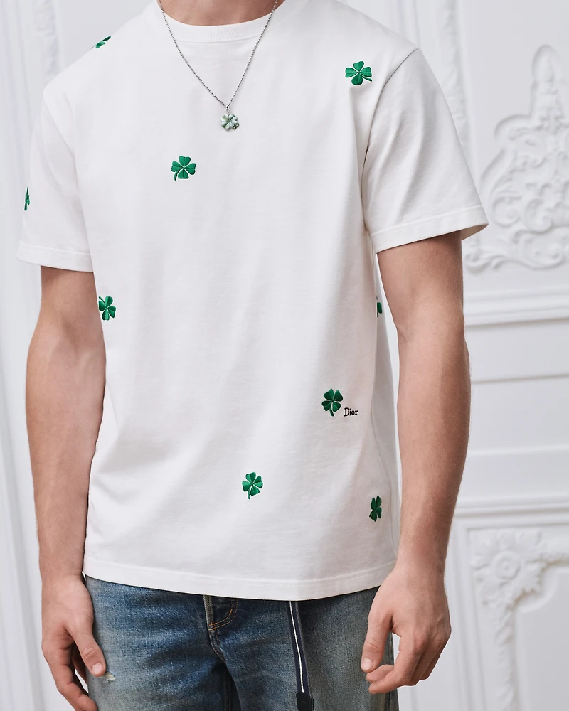 T-Shirt with Dior Clover Embroidery, Relaxed Fit