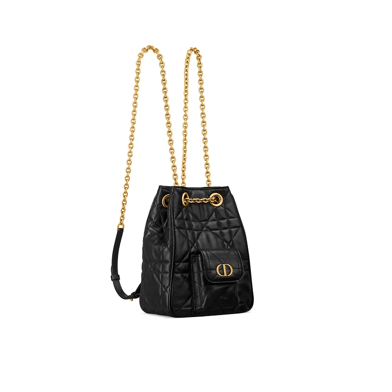Small Dior Caro Multicarry Backpack with Chain