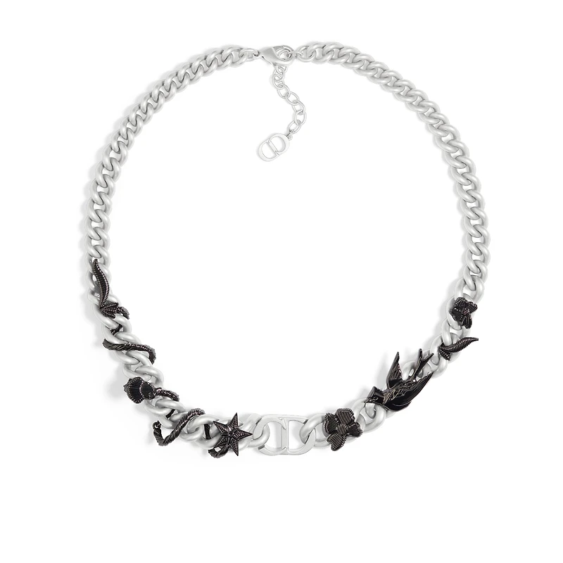 Dior Black Star Chain Link Necklace