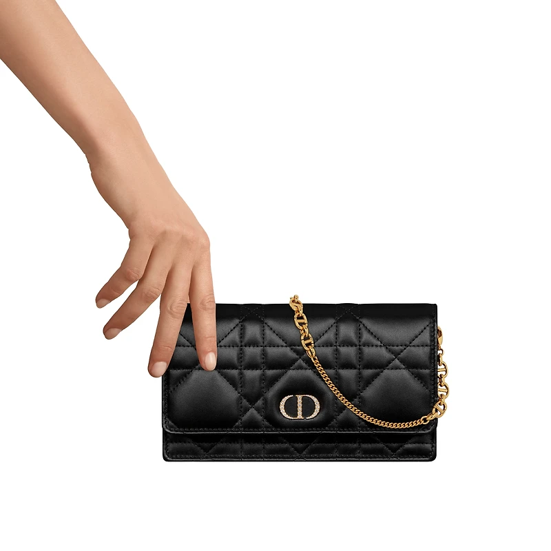 Dior Caro Pouch with Chain and Crystals