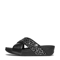 Women's Lulu Crystal-Mix Metallic Cross Slide Sandal