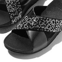 Women's Lulu Crystal-Mix Metallic Cross Slide Sandal