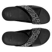 Women's Lulu Crystal-Mix Metallic Cross Slide Sandal