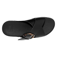 Women's Lulu Resin-Buckle Leather Cross Slides