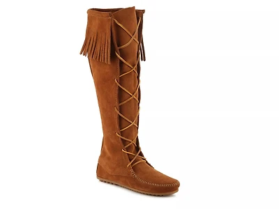 Lace Up Fringe Boot