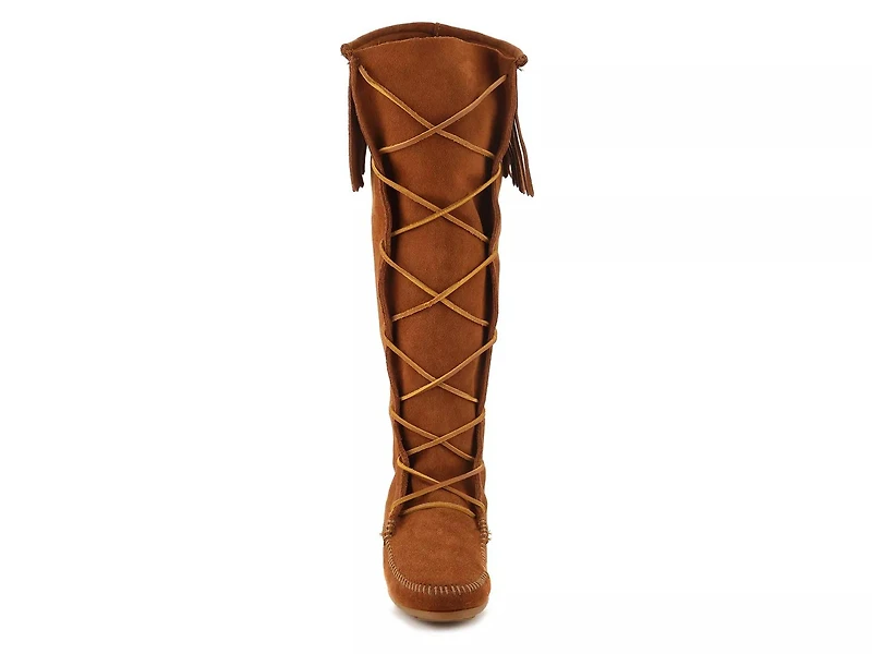 Lace Up Fringe Boot