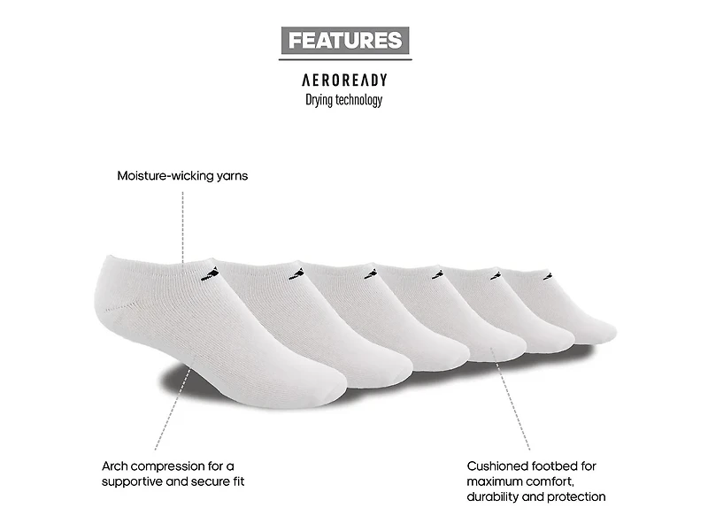 Athletic Cushioned Men’s No Show Socks - 6 Pack