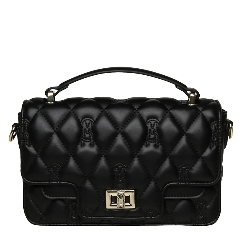Women's Quilted Top Handle Bag Black