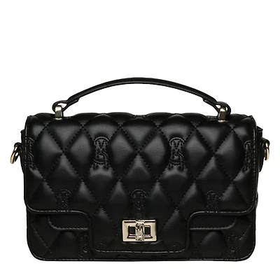 Women's Quilted Top Handle Bag Black