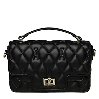 Women's Quilted Top Handle Bag Black