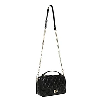 Women's Quilted Top Handle Bag Black
