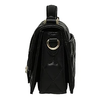 Women's Quilted Top Handle Bag Black