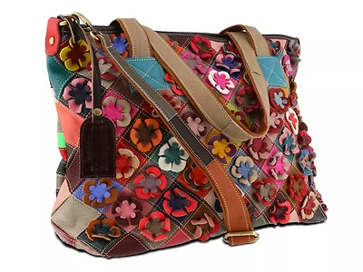 Applique Leather Shoulder Bag