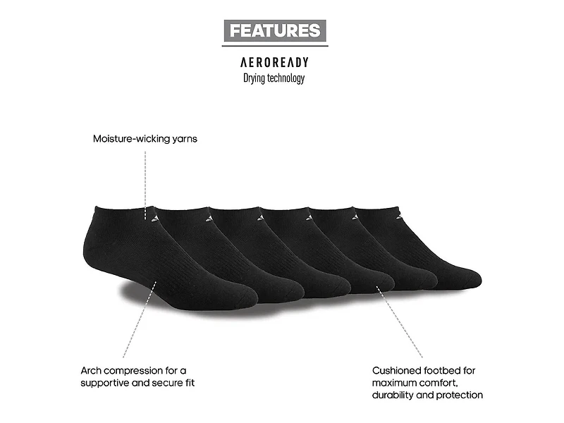 Athletic Cushioned Men’s No Show Socks - 6 Pack