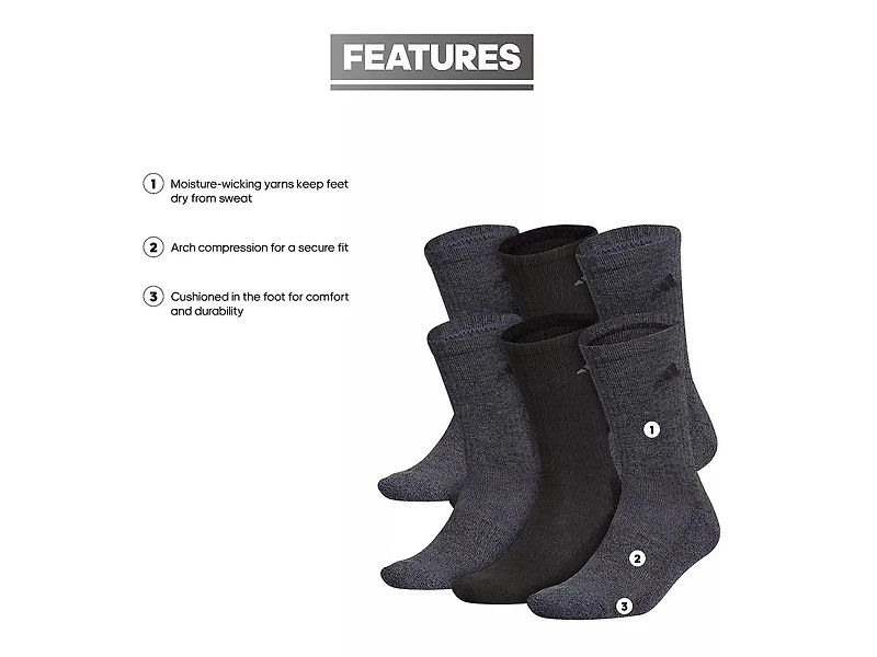 Cushioned Men's Crew Socks - 6 Pack