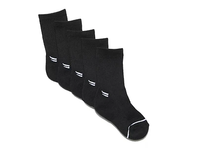 Black 5-Pair Kids' Crew Socks