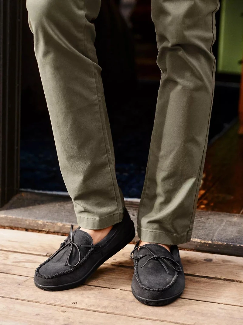 Pile Lined Hardsole Moccasin Slipper