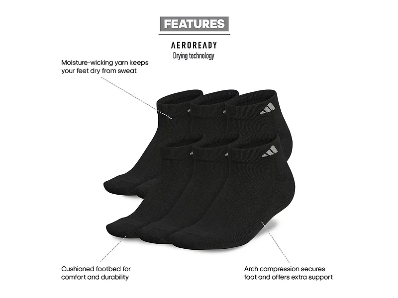 Athletic Cushioned Women's Ankle Socks - 6 Pack