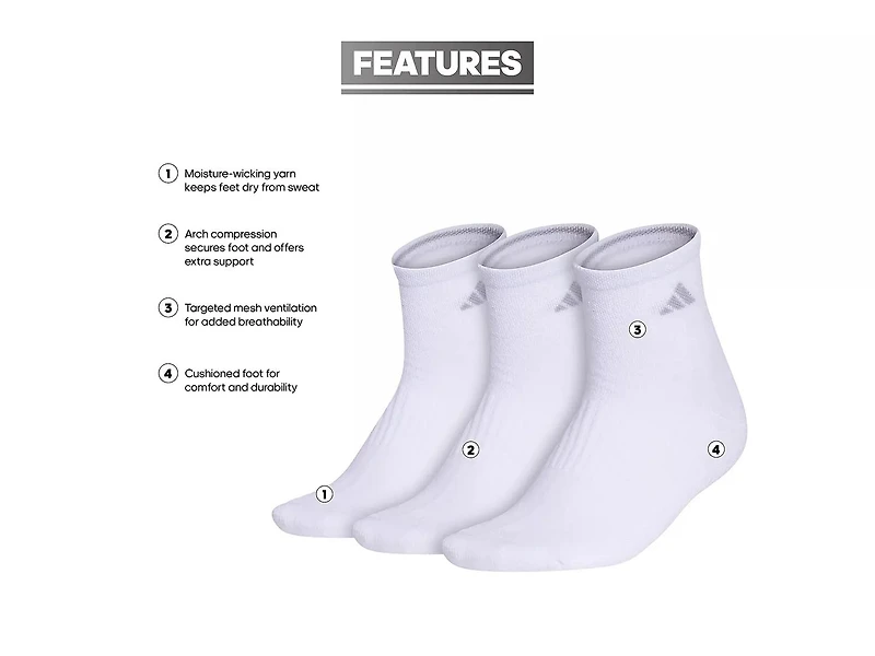 Cushioned 3.0 Women's Quarter Ankle Socks - 3 Pack