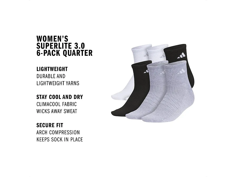 Superlite 3.0 Women's Quarter Ankle Socks - 6 Pack