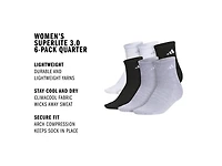 Superlite 3.0 Women's Quarter Ankle Socks - 6 Pack