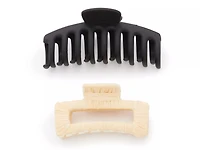 Black & Natural Raffia Claw Hair Clip Set - 2 Pack