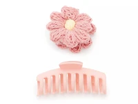 Yarn Flower Claw Hair Clip Set - 2 Pack