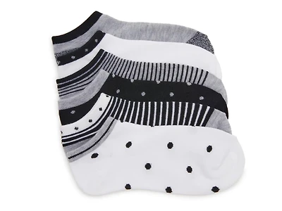 Dot Stripe Women's No Show Socks - 6 Pack