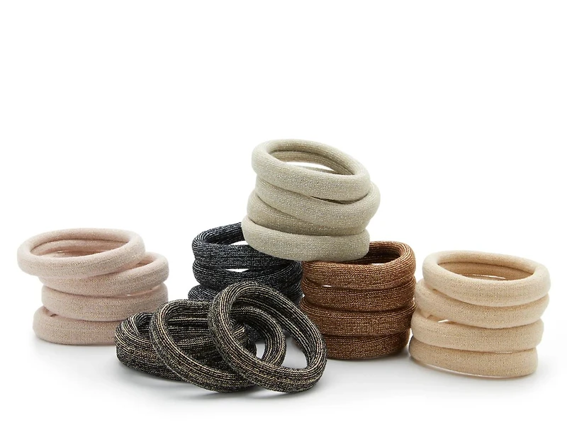 Glitter & Solid Seamless Hair Ties - 24 Pack