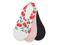 Cherry Women's No Show Socks - 3 Pack