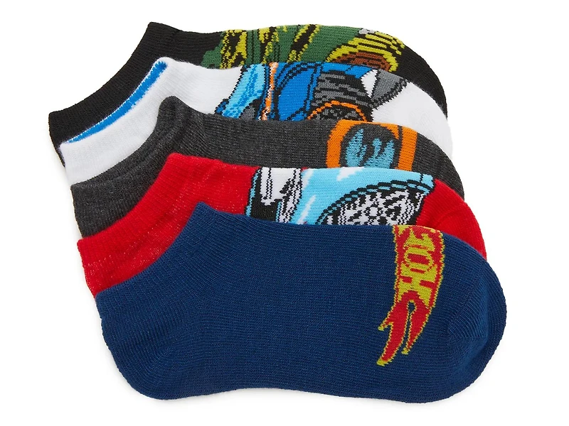 Hot Wheels Kids' No Show Socks - 5 Pack