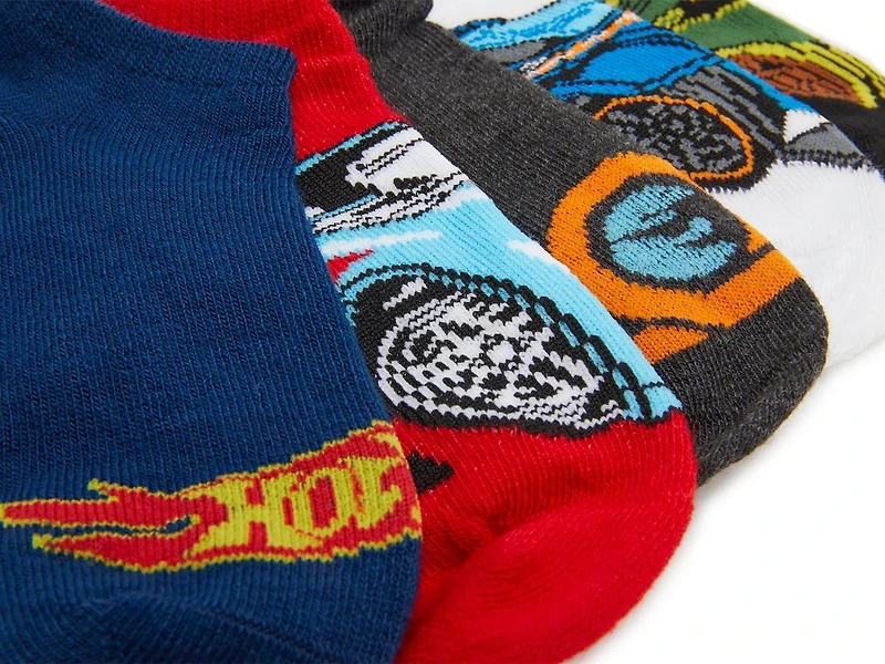 Hot Wheels Kids' No Show Socks - 5 Pack