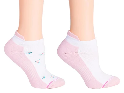 Floral Bud & Solid Women's No Show Socks - 2 Pack