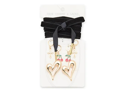 Cherry Cross Shoe Charms & Laces - 8 Pack