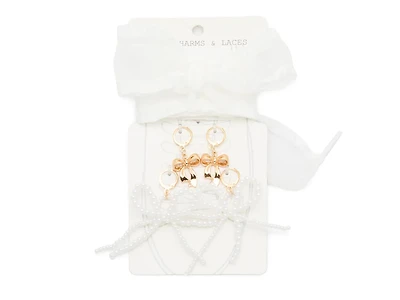 Bow Mesh Shoe Charms & Laces - 6 Pack