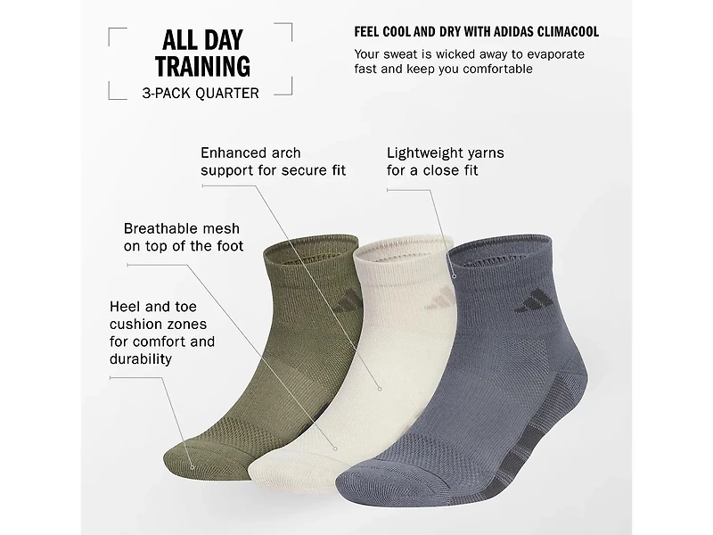 All Day Training Men's Ankle Socks - 3 Pack