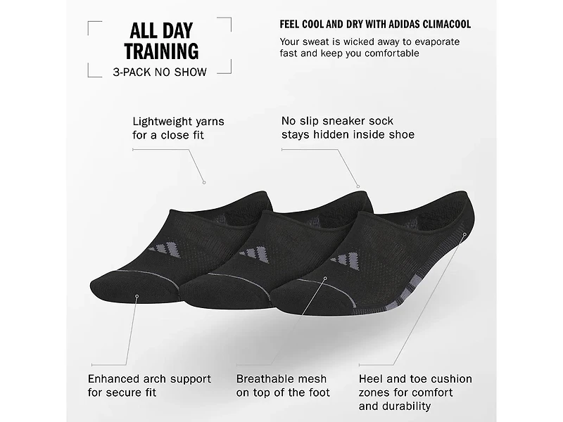 All Day Training Super Men's No Show Socks
