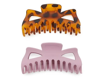 Tortoise & Purple Claw Hair Clip Set - 2 Pack