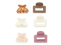Butterfly & Square Claw Hair Clip Set - 6 Pack