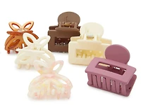 Butterfly & Square Claw Hair Clip Set - 6 Pack