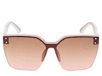 Rimless Shield Oversized Sunglasses