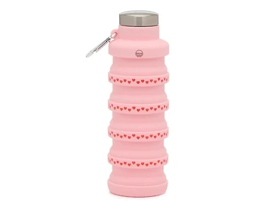 Collapsible 17-Oz. Heart Print Water Bottle